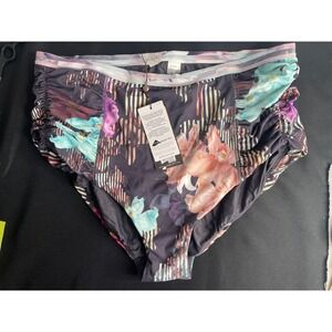 Calla by Carrie Underwood Floral Ruched High Waist Bikini Bottoms Size 1X